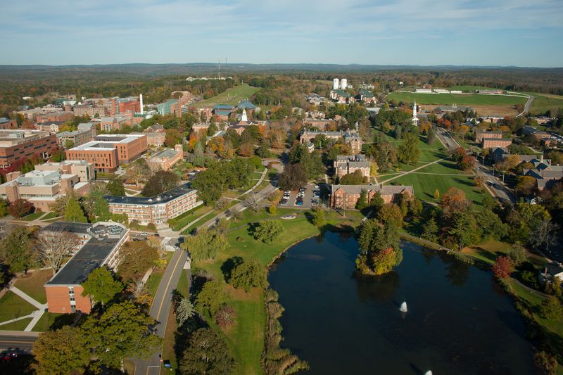photo from drone above UConn Storrs